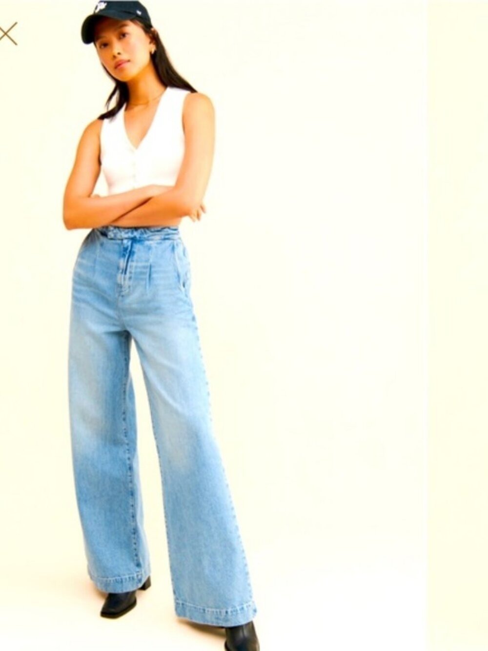 Triarchy Anthropologie Wide Leg Trouser Jeans Pleated High Rise Denim 26
